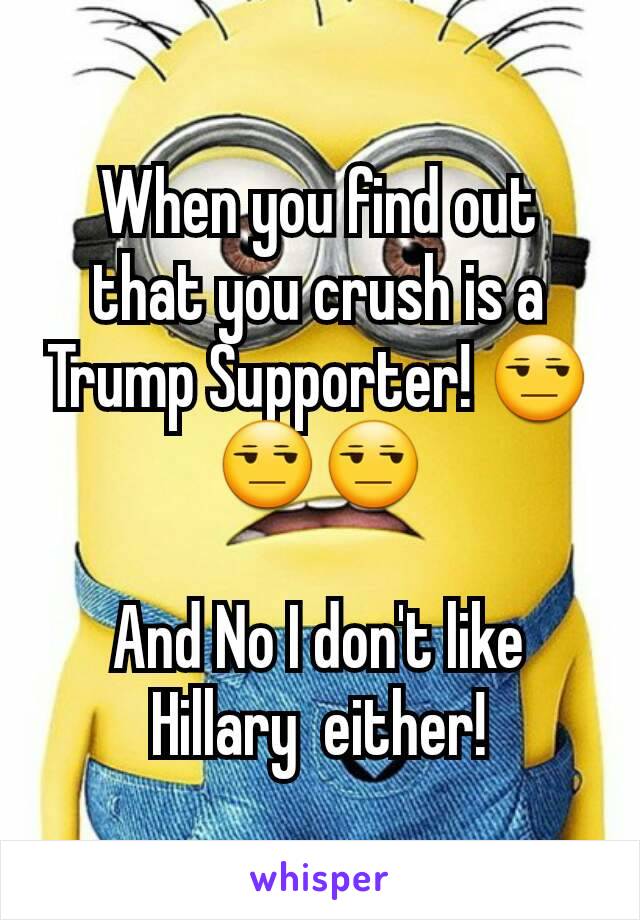 When you find out that you crush is a Trump Supporter! 😒😒😒

And No I don't like Hillary  either!