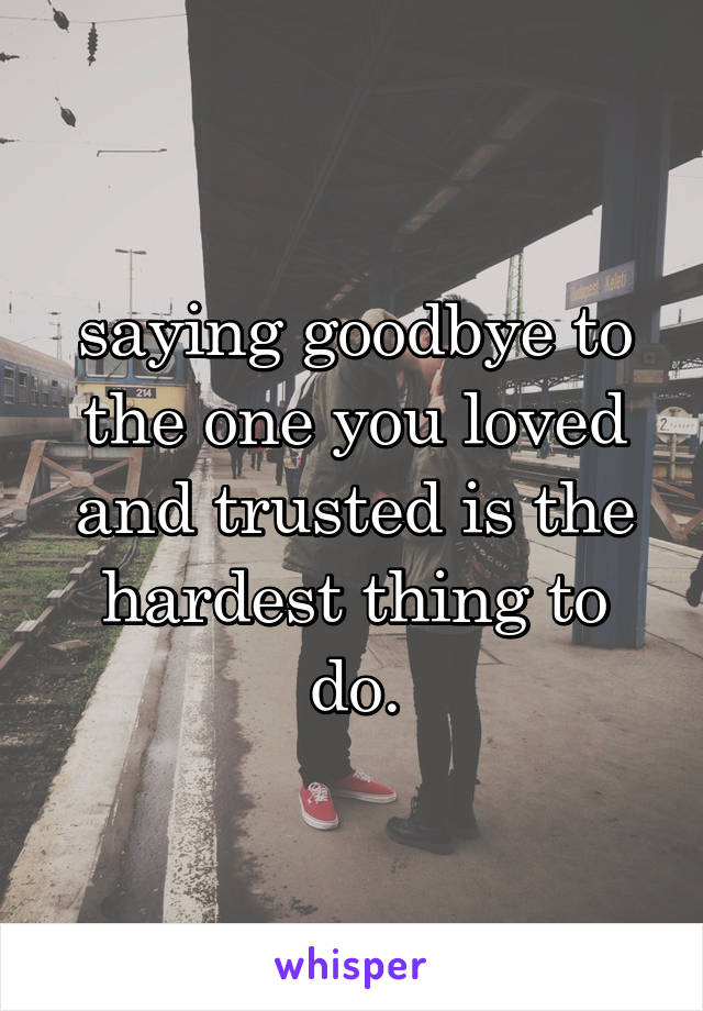 saying goodbye to the one you loved and trusted is the hardest thing to do.