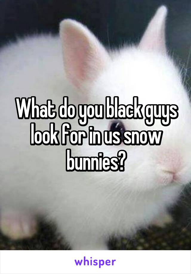 What do you black guys look for in us snow bunnies?