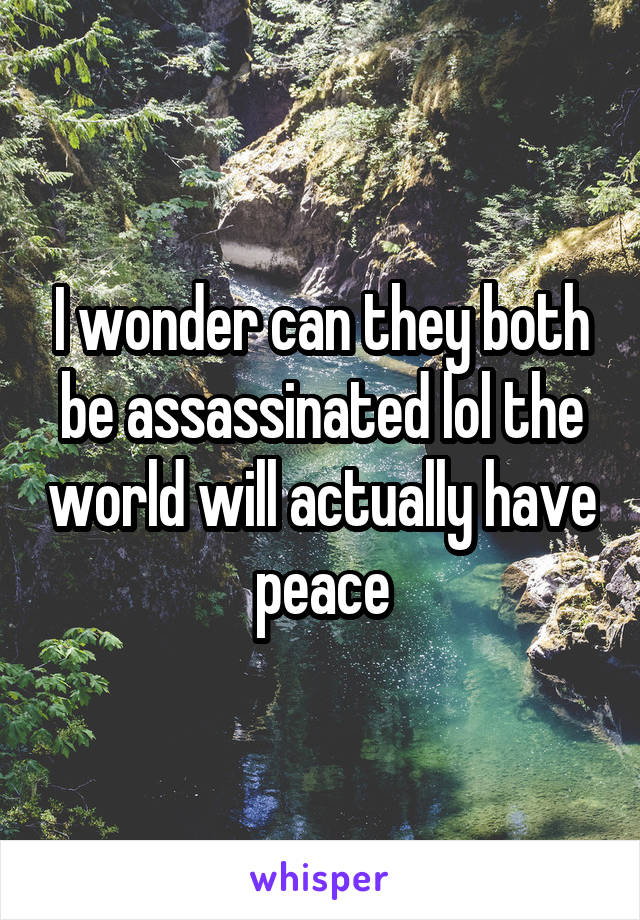 I wonder can they both be assassinated lol the world will actually have peace