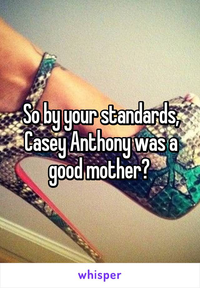 So by your standards, Casey Anthony was a good mother? 