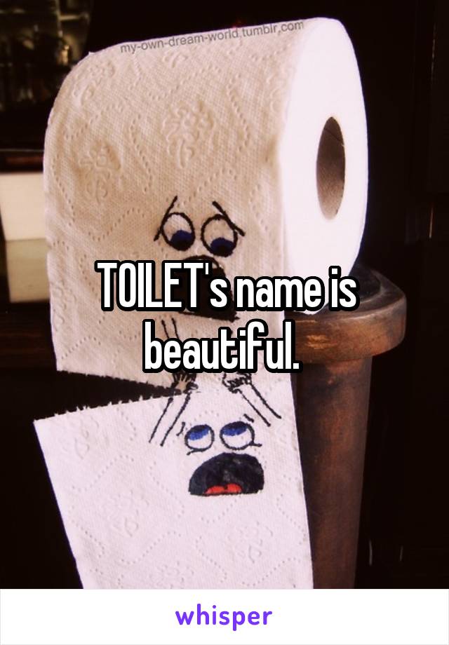 TOILET's name is beautiful. 