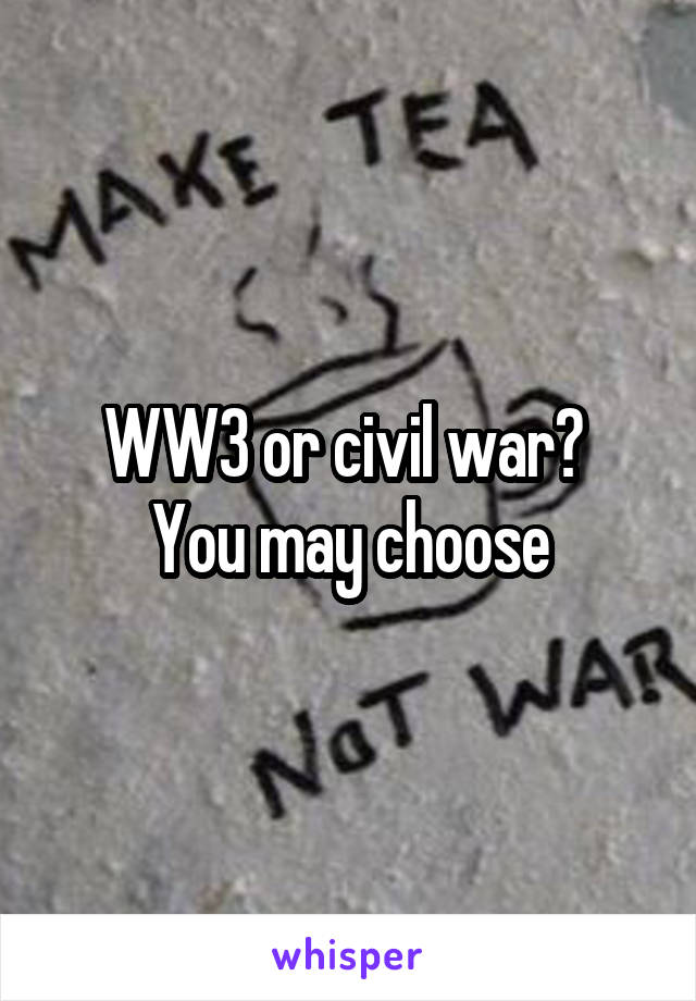 WW3 or civil war? 
You may choose