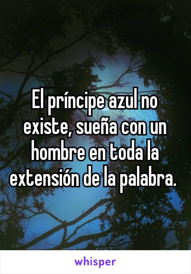 El príncipe azul no existe, sueña con un hombre en toda la extensión de la palabra. 