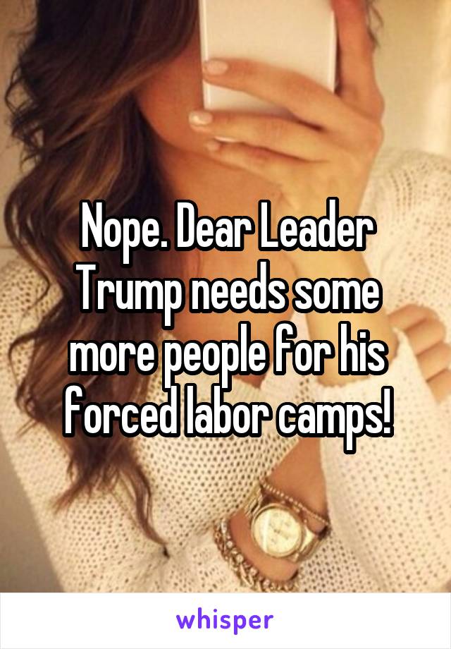 Nope. Dear Leader Trump needs some more people for his forced labor camps!