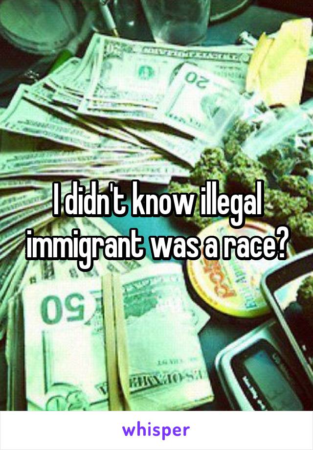 I didn't know illegal immigrant was a race?