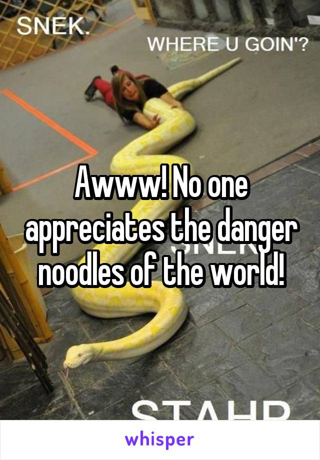 Awww! No one appreciates the danger noodles of the world!