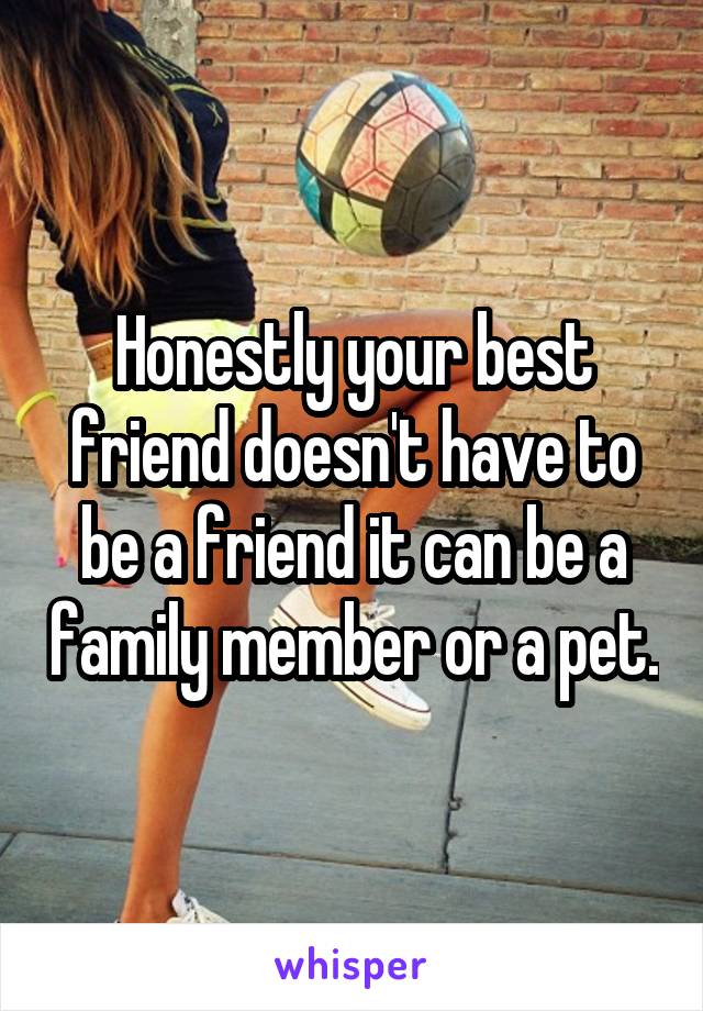 Honestly your best friend doesn't have to be a friend it can be a family member or a pet.