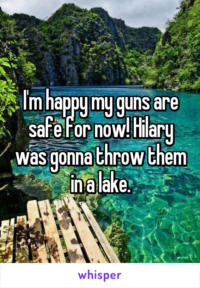 I'm happy my guns are safe for now! Hilary was gonna throw them in a lake.