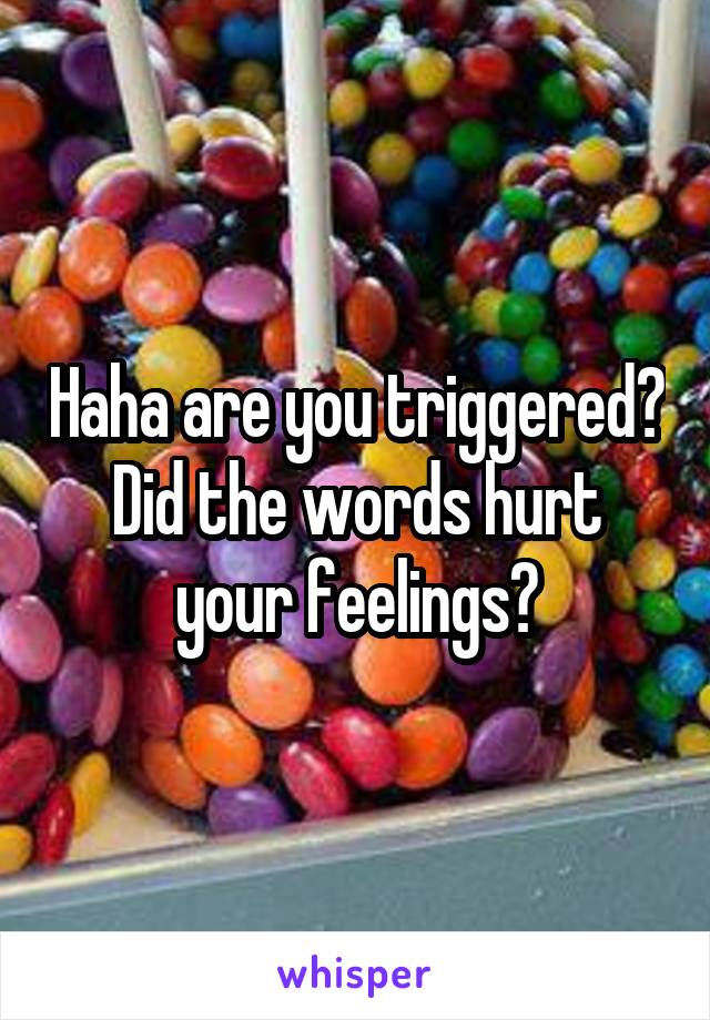 Haha are you triggered? Did the words hurt your feelings?