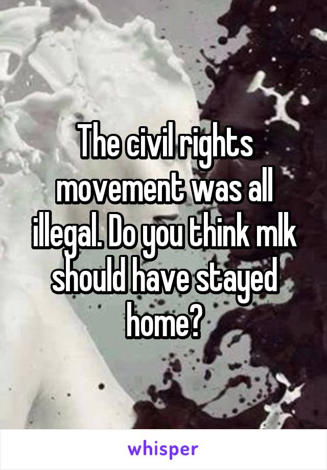 The civil rights movement was all illegal. Do you think mlk should have stayed home?