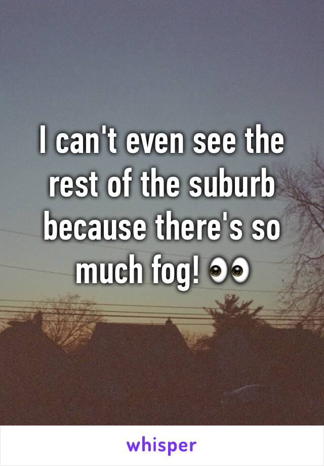 I can't even see the rest of the suburb because there's so much fog! ðŸ‘€