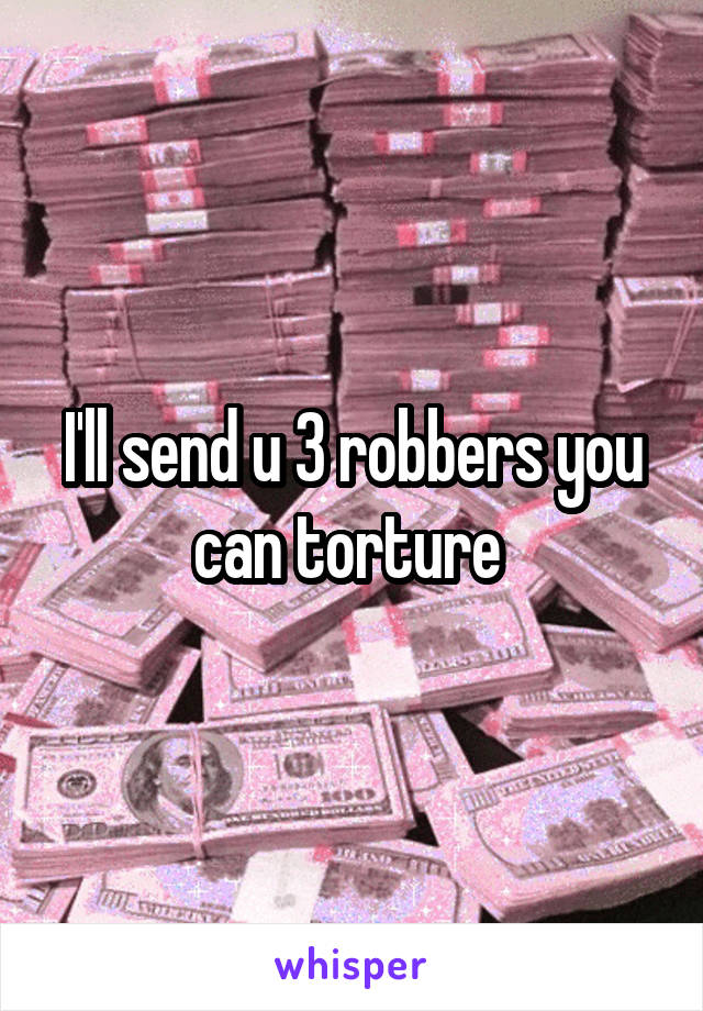 I'll send u 3 robbers you can torture 