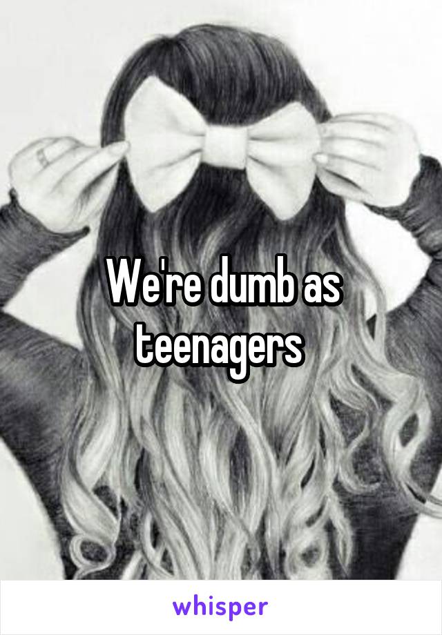 We're dumb as teenagers 