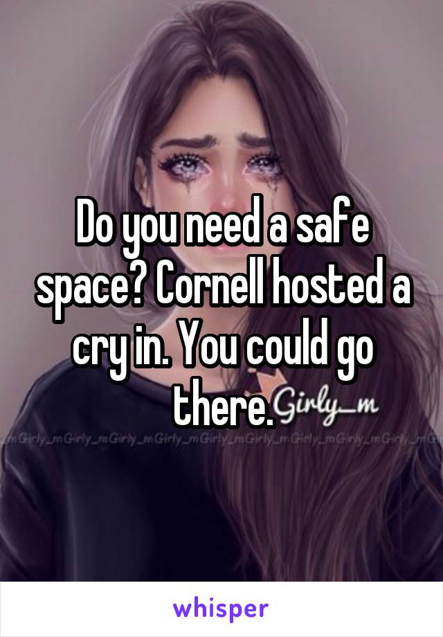 Do you need a safe space? Cornell hosted a cry in. You could go there.