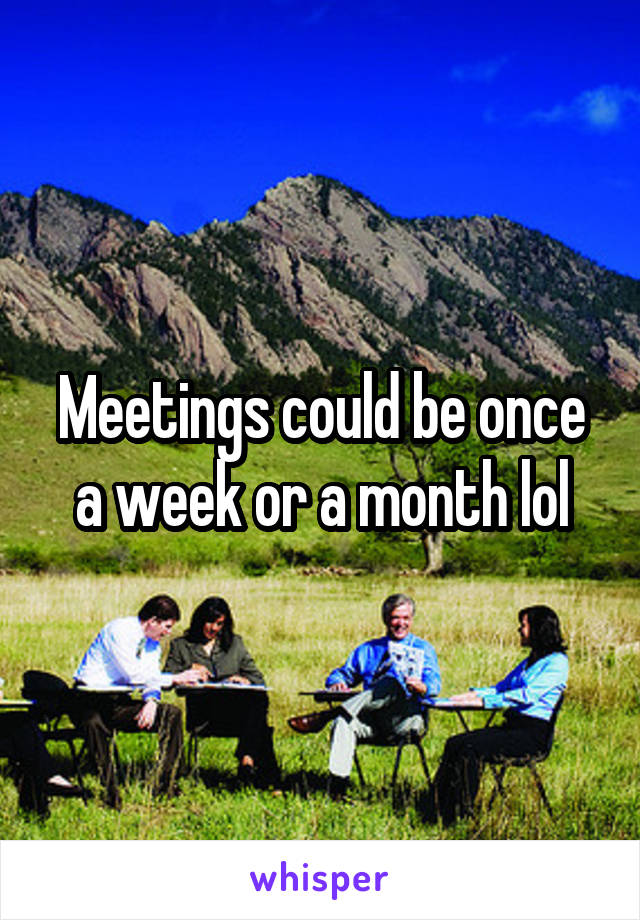 Meetings could be once a week or a month lol