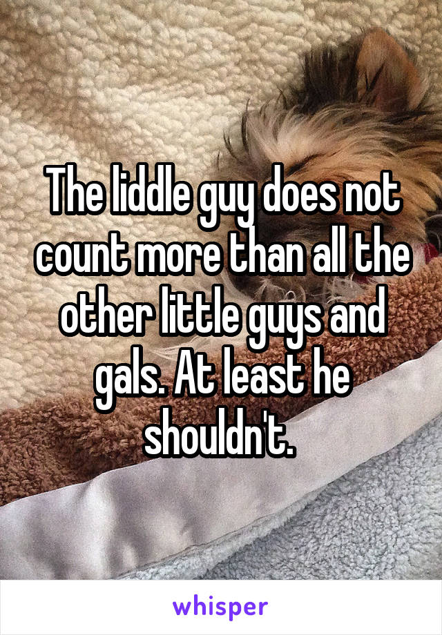 The liddle guy does not count more than all the other little guys and gals. At least he shouldn't. 