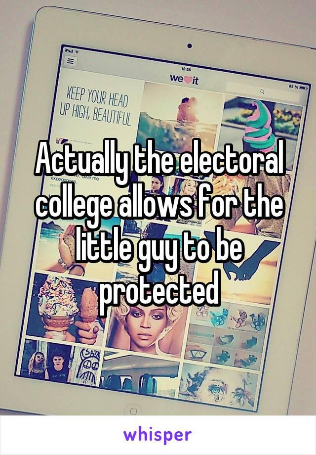 Actually the electoral college allows for the little guy to be protected