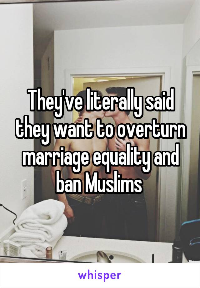 They've literally said they want to overturn marriage equality and ban Muslims 