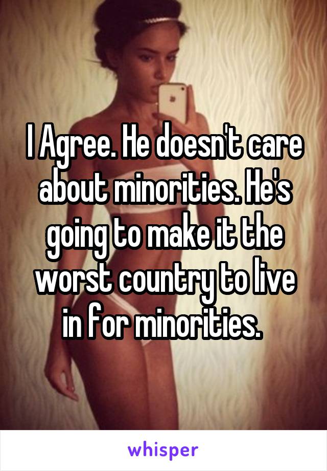 I Agree. He doesn't care about minorities. He's going to make it the worst country to live in for minorities. 