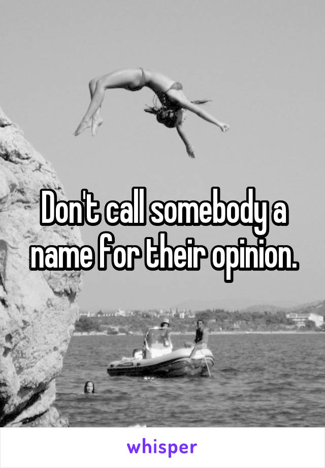 Don't call somebody a name for their opinion.