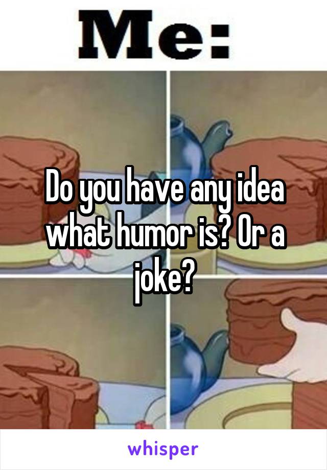 Do you have any idea what humor is? Or a joke?