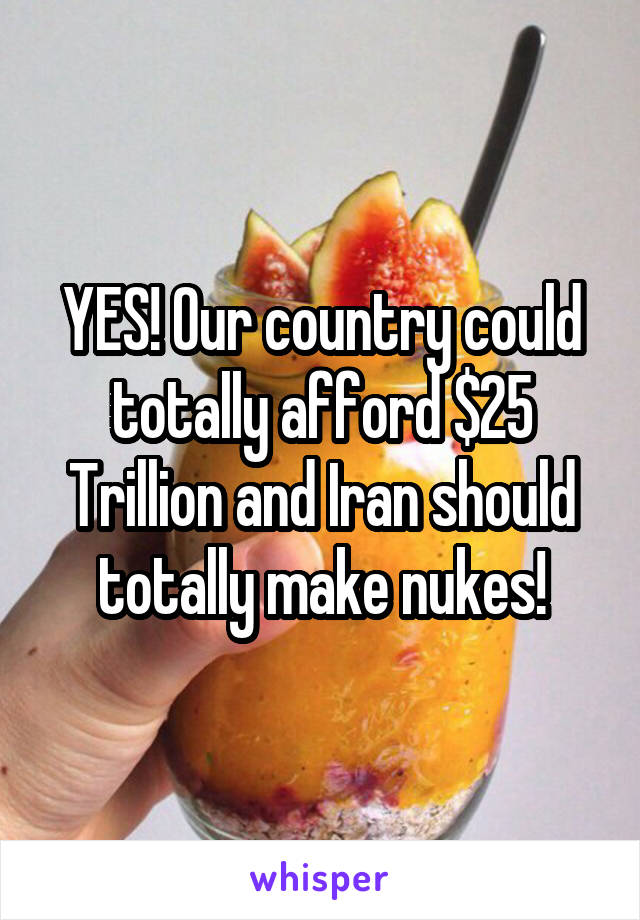 YES! Our country could totally afford $25 Trillion and Iran should totally make nukes!