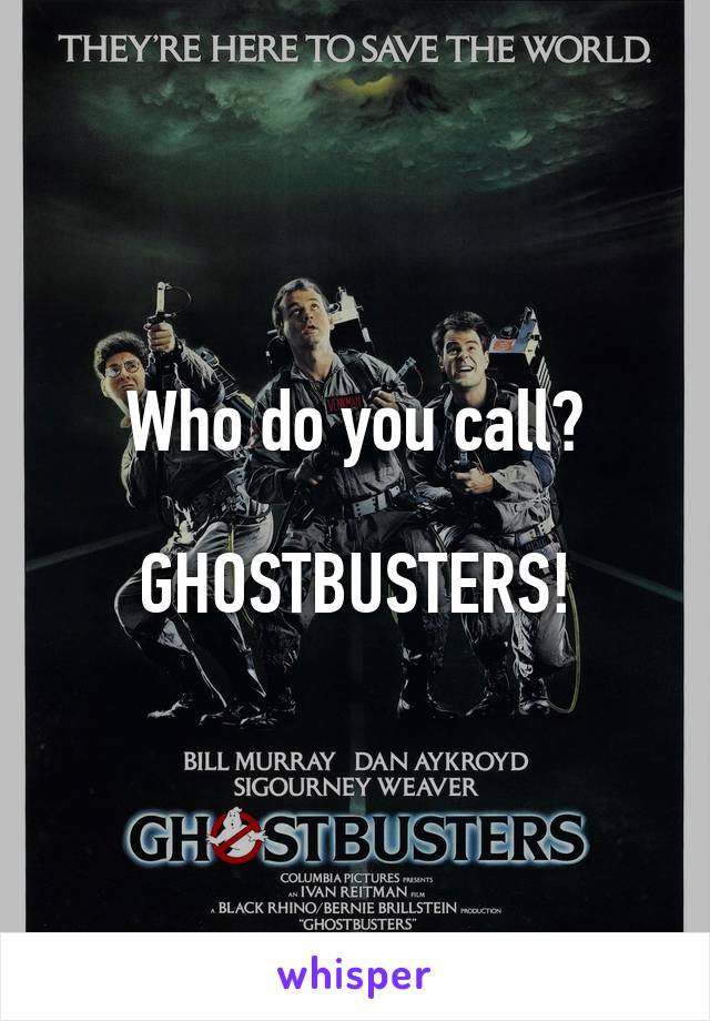 Who do you call?

GHOSTBUSTERS!