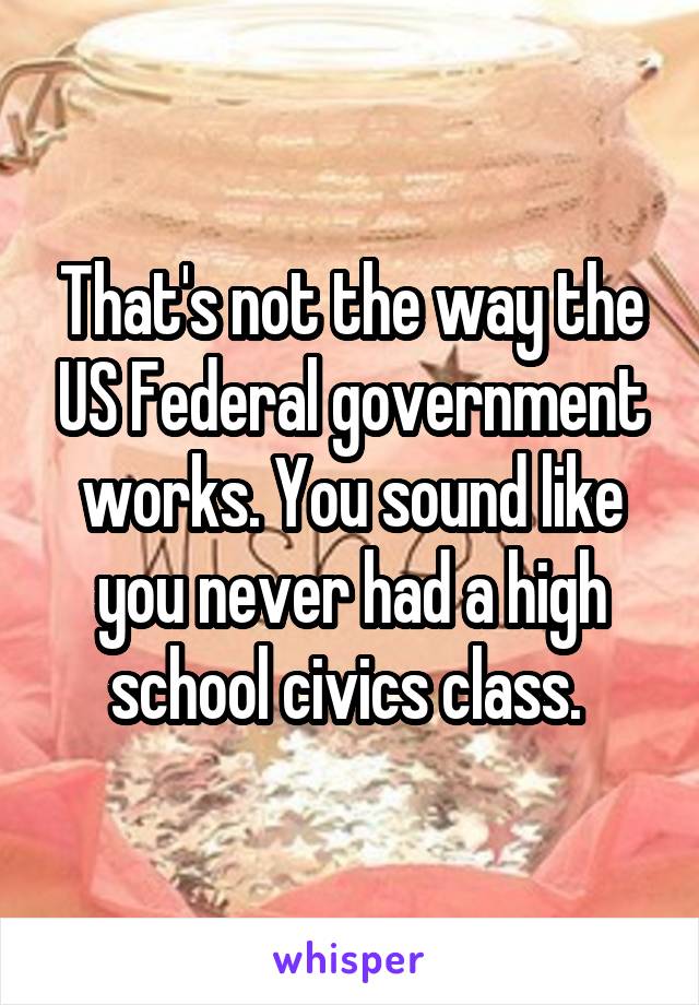 That's not the way the US Federal government works. You sound like you never had a high school civics class. 