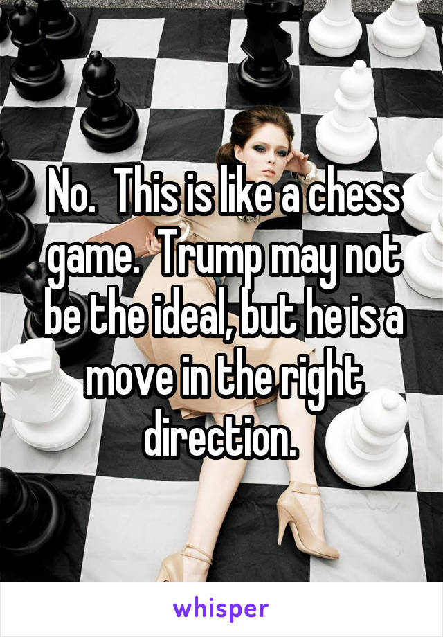 No.  This is like a chess game.  Trump may not be the ideal, but he is a move in the right direction. 