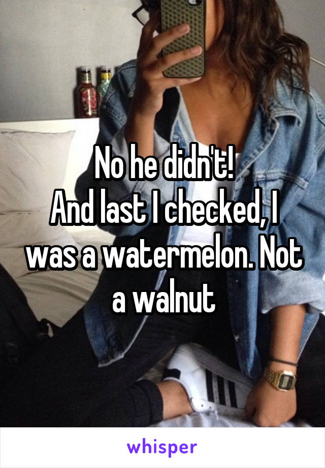 No he didn't!
And last I checked, I was a watermelon. Not a walnut