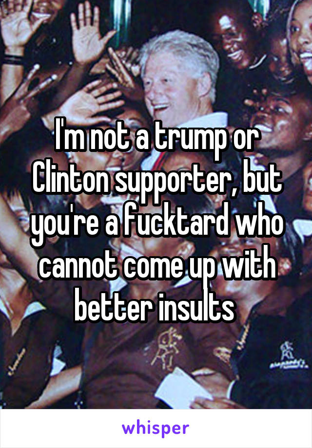 I'm not a trump or Clinton supporter, but you're a fucktard who cannot come up with better insults 