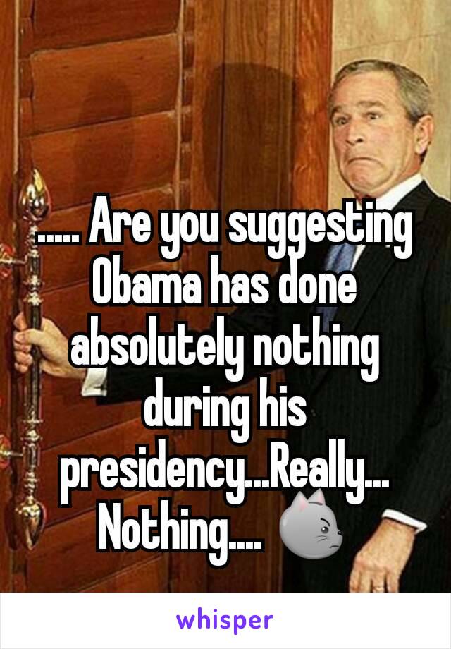 ..... Are you suggesting Obama has done absolutely nothing during his presidency...Really... Nothing.... 😾