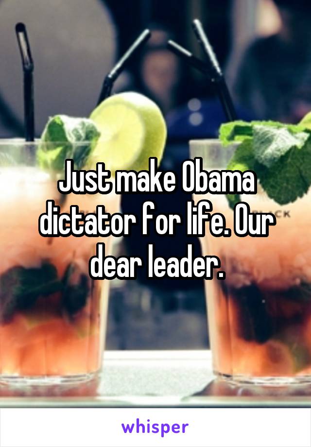 Just make Obama dictator for life. Our dear leader.