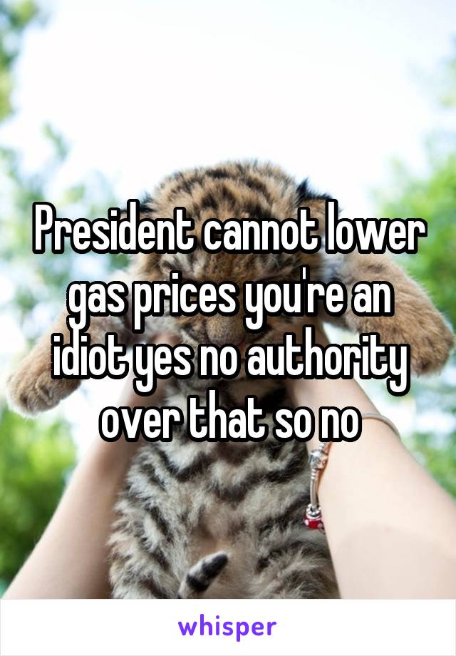 President cannot lower gas prices you're an idiot yes no authority over that so no