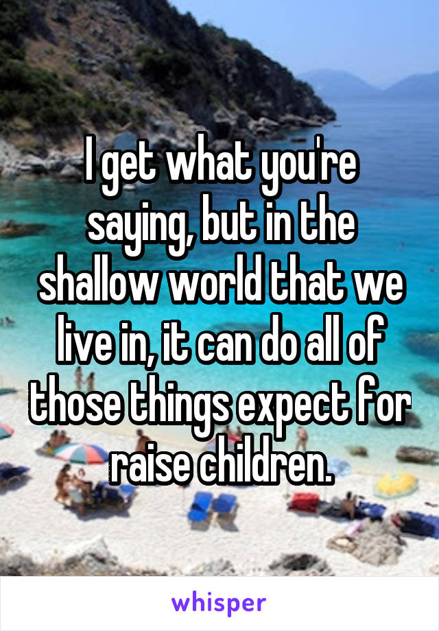 I get what you're saying, but in the shallow world that we live in, it can do all of those things expect for raise children.