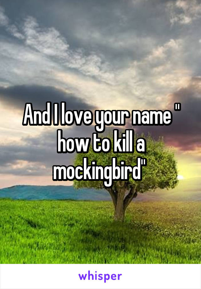 And I love your name " how to kill a mockingbird" 