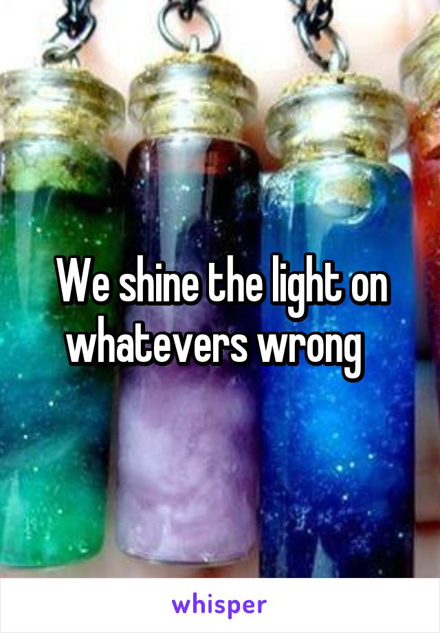 We shine the light on whatevers wrong  