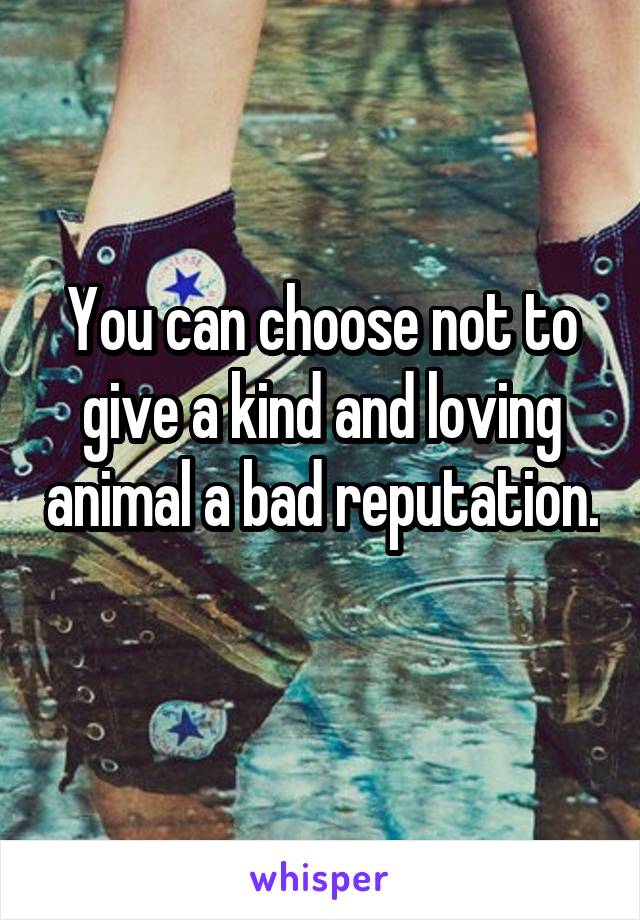 You can choose not to give a kind and loving animal a bad reputation. 