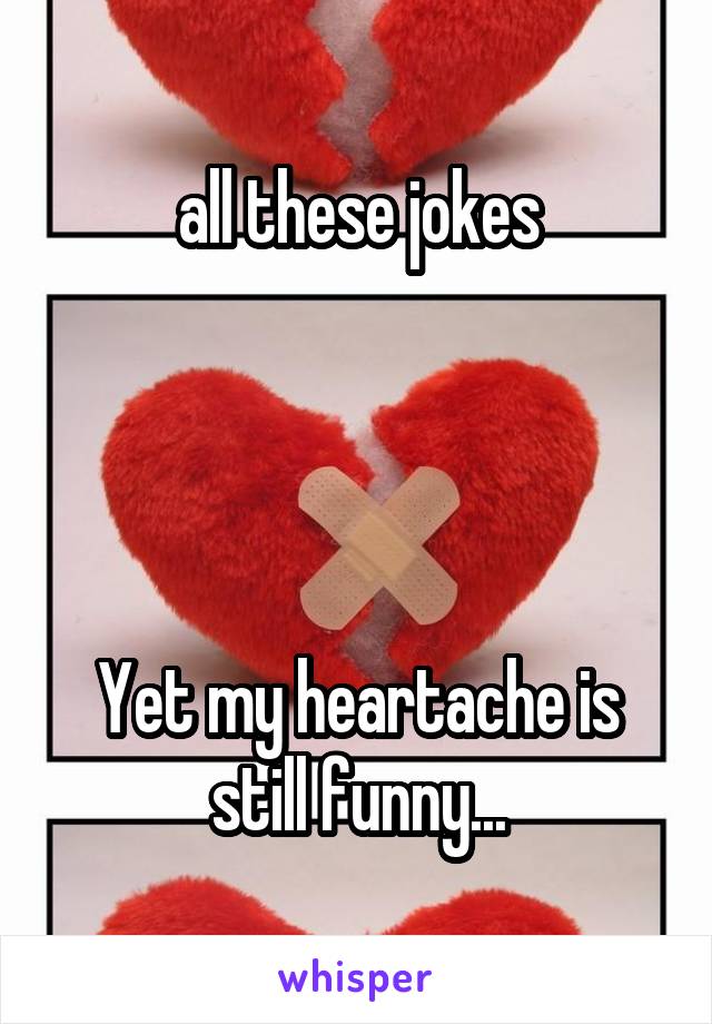 all these jokes




Yet my heartache is still funny...