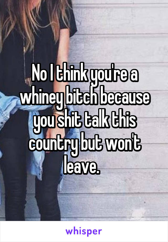 No I think you're a whiney bitch because you shit talk this country but won't leave.  