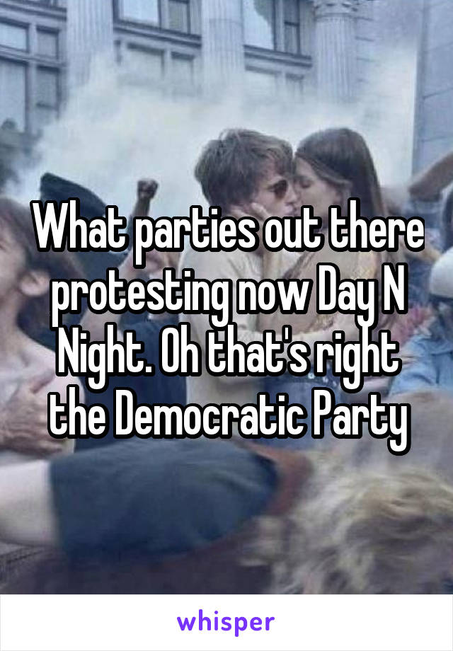 What parties out there protesting now Day N Night. Oh that's right the Democratic Party