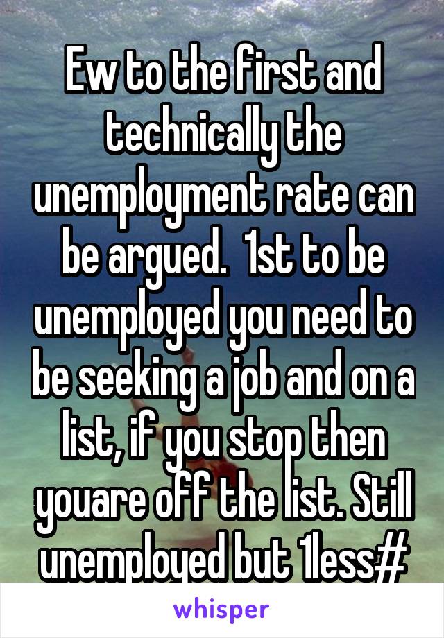 Ew to the first and technically the unemployment rate can be argued.  1st to be unemployed you need to be seeking a job and on a list, if you stop then youare off the list. Still unemployed but 1less#