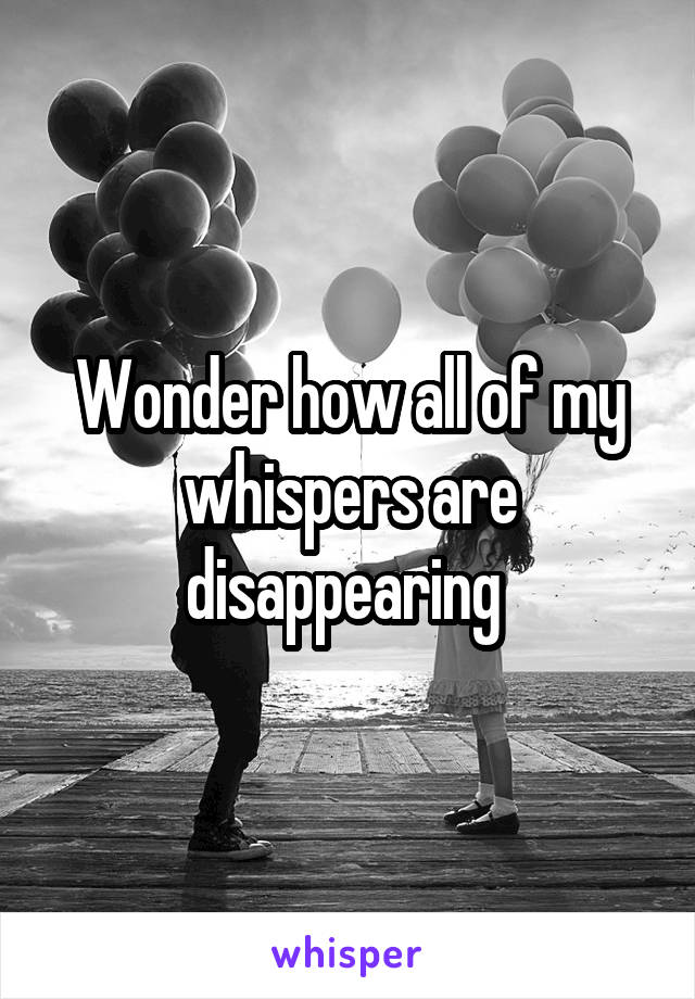 Wonder how all of my whispers are disappearing 