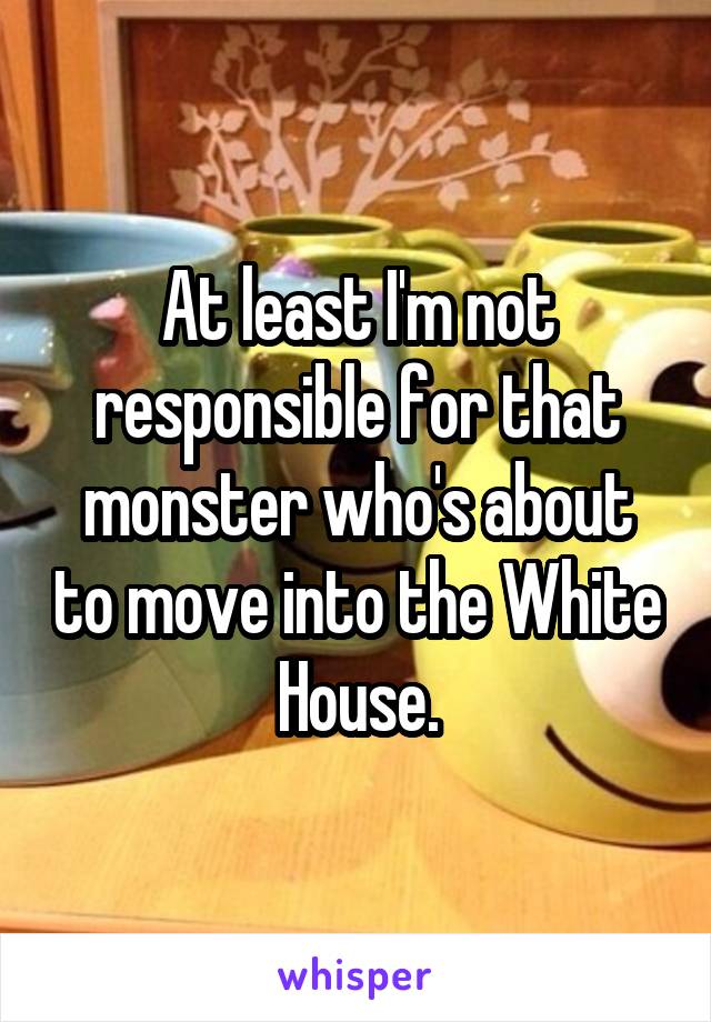 At least I'm not responsible for that monster who's about to move into the White House.