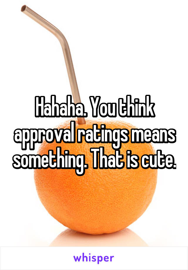 Hahaha. You think approval ratings means something. That is cute.