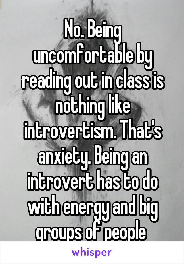 No. Being uncomfortable by reading out in class is nothing like introvertism. That's anxiety. Being an introvert has to do with energy and big groups of people 