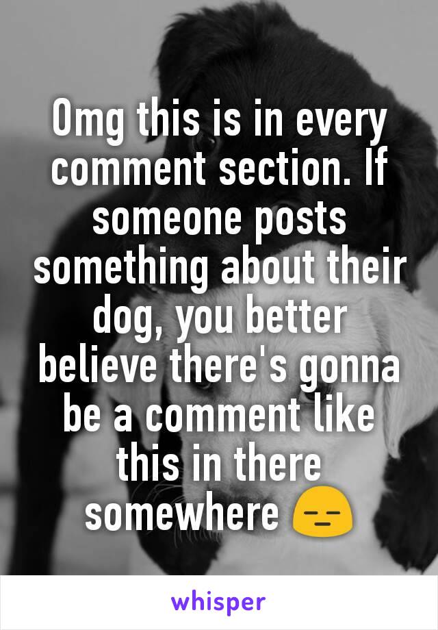 Omg this is in every comment section. If someone posts something about their dog, you better believe there's gonna be a comment like this in there somewhere 😑