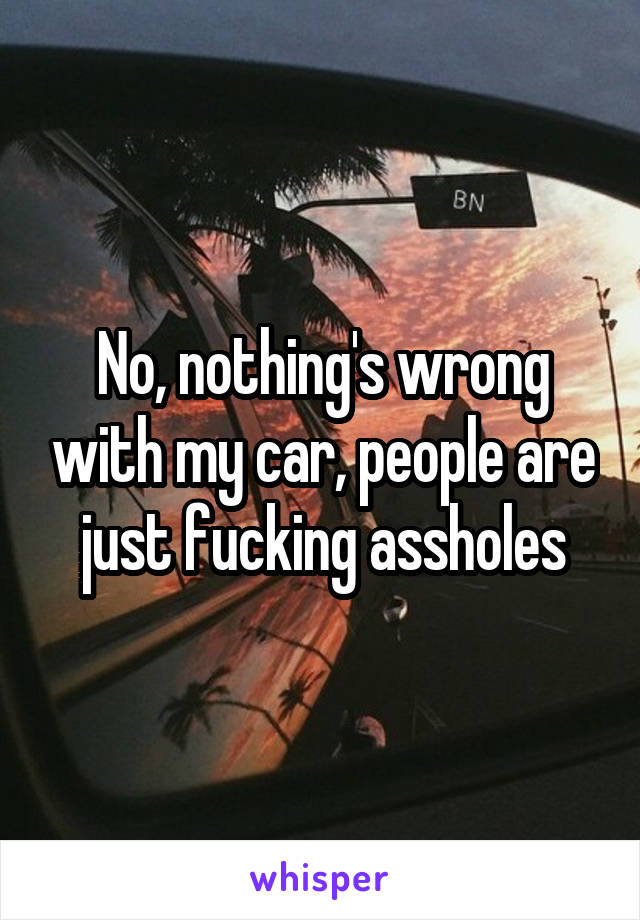 No, nothing's wrong with my car, people are just fucking assholes