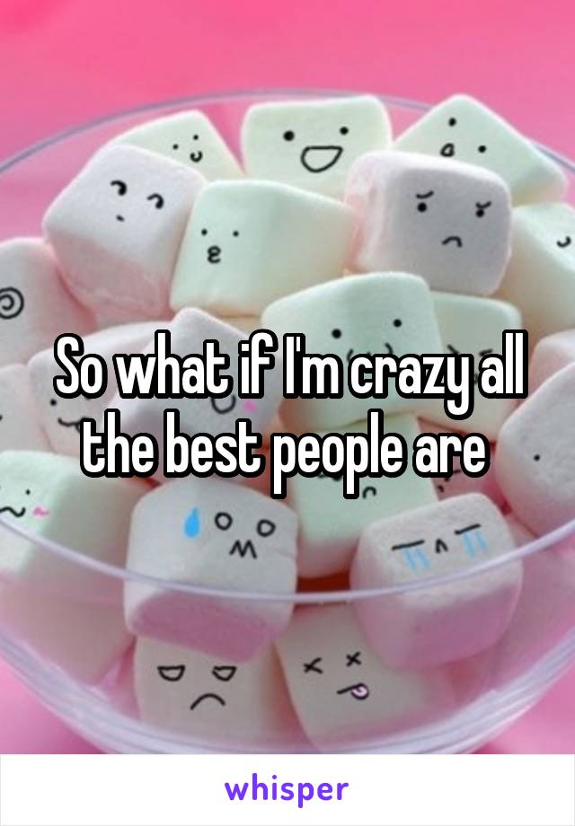 So what if I'm crazy all the best people are 